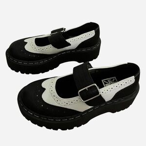 TUK Black and White Mary Jane Flats